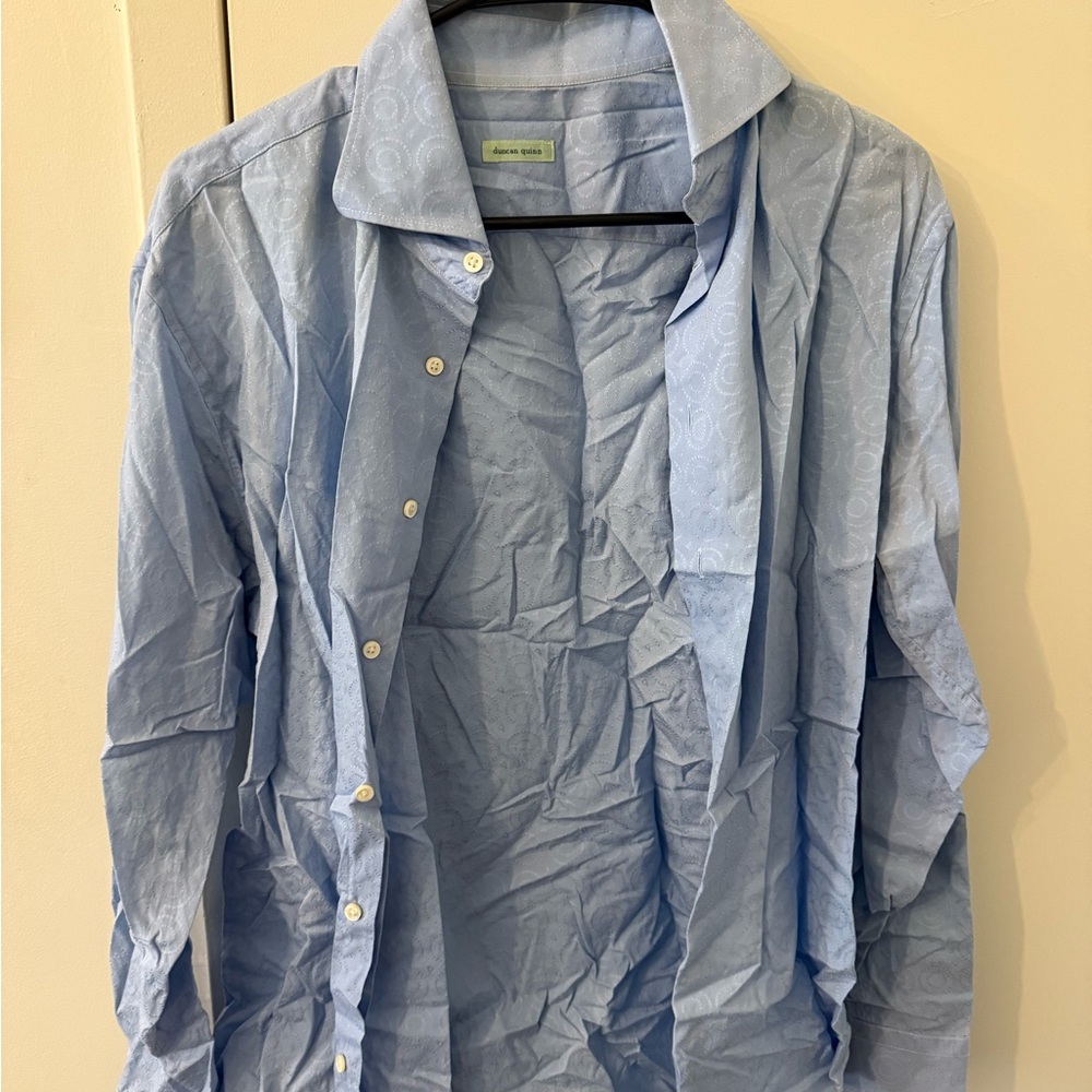 Classic Blue Dress Shirt with Long Sleeves